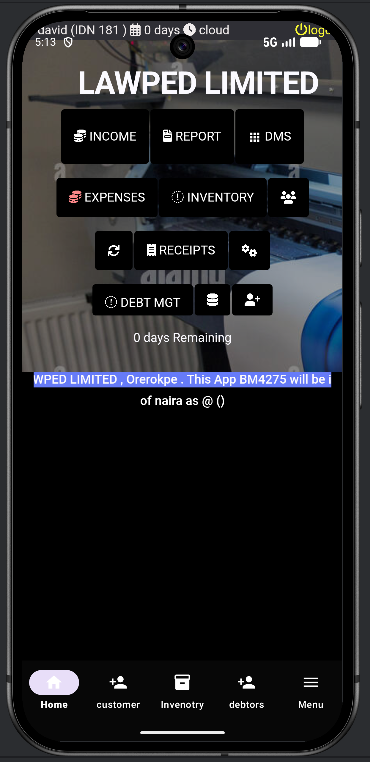 Business Manager mobile dashboard